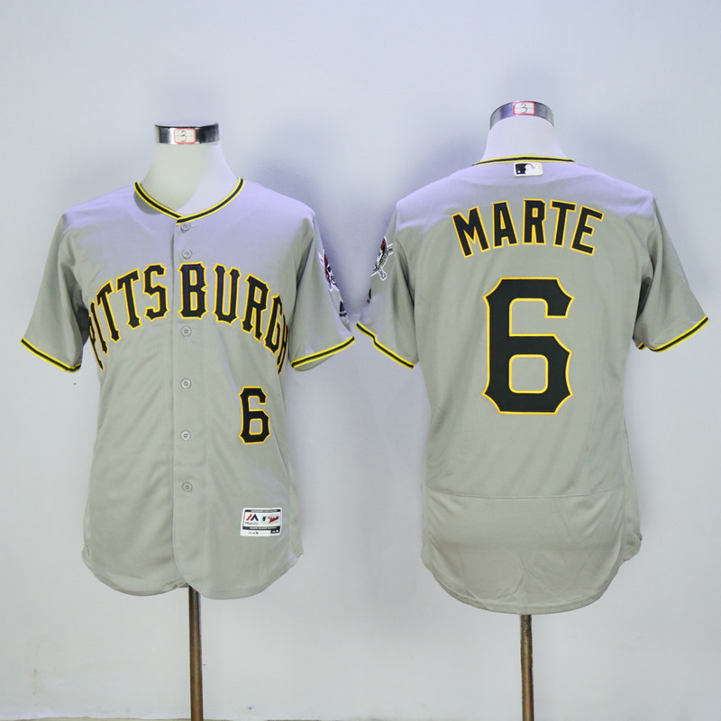 Men Pittsburgh Pirates 6 Marte Grey Elite MLB Jerseys